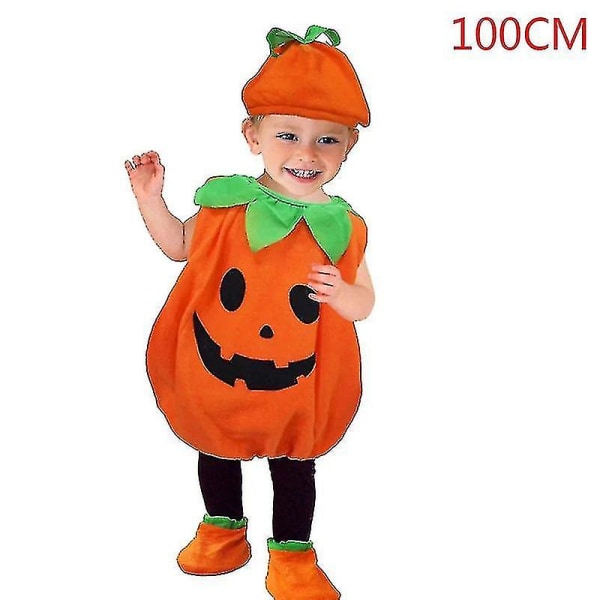 1 set Halloween kostym Baby Pumpkin Romper Body med hatt Skor Jumpsuit Outfit 100CM