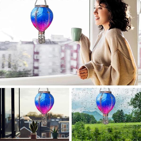 Hængende solcellelampe i form af luftballon, PVC+metal solcelleluftballon