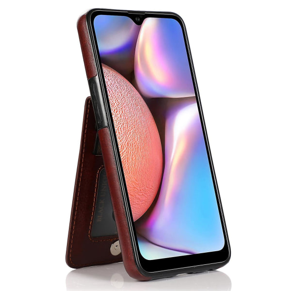 För Samsung Galaxy A40 Läderbelagd TPU- case Cover med Kickstand-kortplatser - Brun