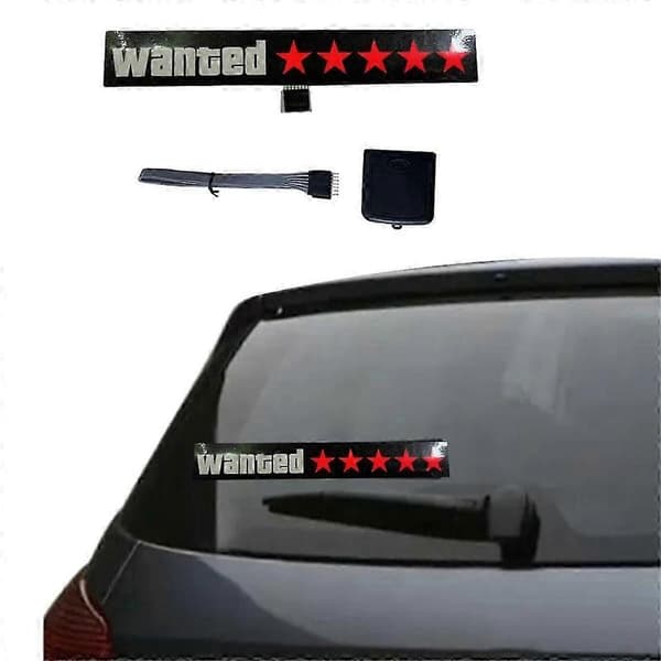 Elektrisk frontrute 5 stjerner Wanted Bil LED Vindusdekaler Blå Rød Lyser Opp For Jdm Glow Panel Deco