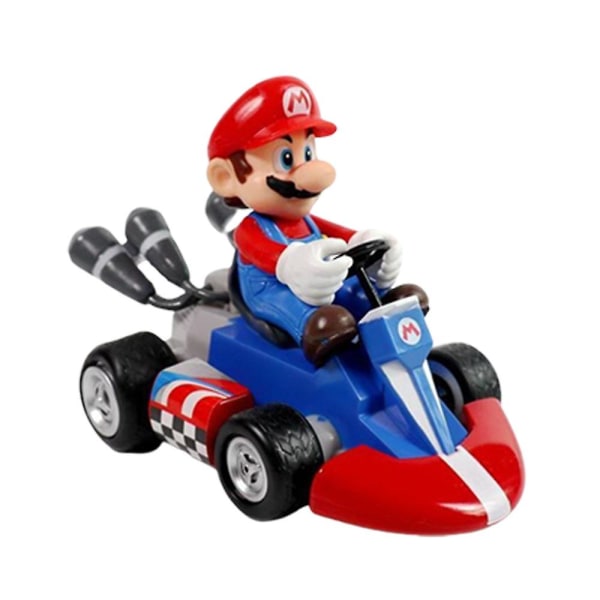 Super Mario Bros Kart Pull Back Bilar Cake Topper Figurer Toy Racing Racer Leksaksbil Barn Pojkar Presenter Mario
