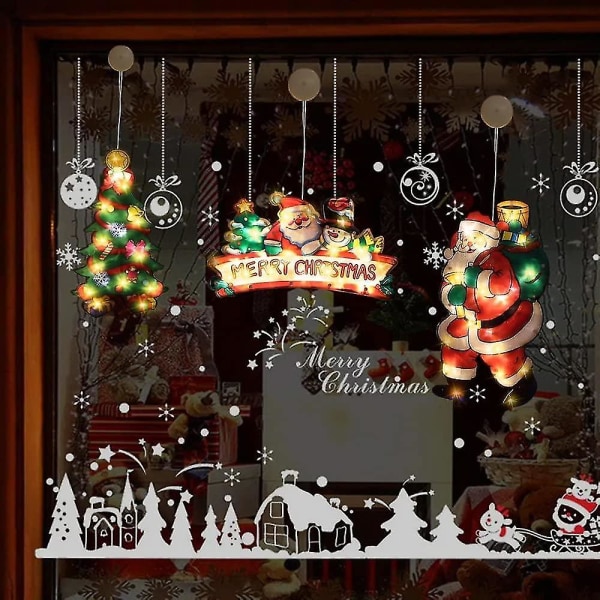Julevinduesdekorationslys, Sucker Vindueshængende lyssnor Julefestindretningsgave, Stor julemand