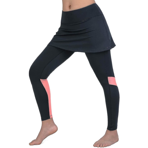 Leggings med skjørt for kvinner, yoga-leggings med skjørt og kvinner Tennis Leggings Klærlommer GREY Medium