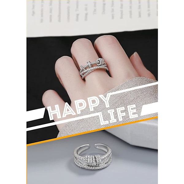 Til min datter - Fidget Ring, kvinders justerbar åben drejelig messingring med en minimal personlighed, angst ring med perle spinner. Womengirlszircondec