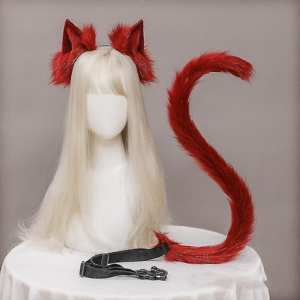 Plysch kattöron Realistiska Lolita Pannband Katt Svans Cosplay Tillbehör Handgjorda Simuleringsdjursöron Halloween Huvudbonader Kawaii