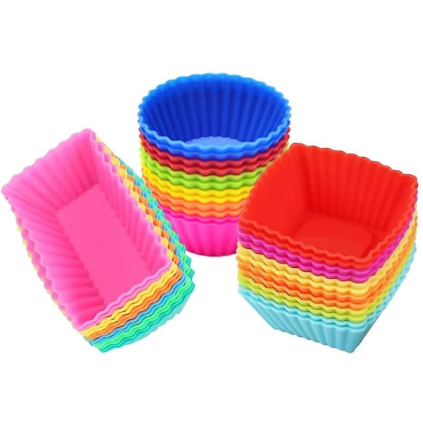 36-pakning gjenbrukbare non-stick silikon Cupcake Muffins bakekopper Liners - kakeformer sett