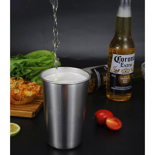 Rostfritt Stål Pintglas - Stapelbart Pintglas Resemugg - Metallmugg För Utomhusdrickande - 500ml Återanvändbar Stålmugg - Set Om 5