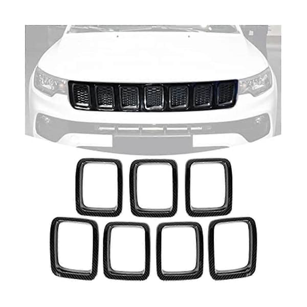 Bil Kulfiber Front Grill Mesh Indsatser Ringe Dæksler Trim Indsats Kit Til Compass Mp 2017 2018 20