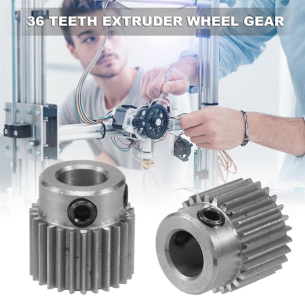 10 stk ekstruderhjul Gear 3d printer dele 36 tænder gear rustfrit stål ekstruder gear til -10, -10 silver