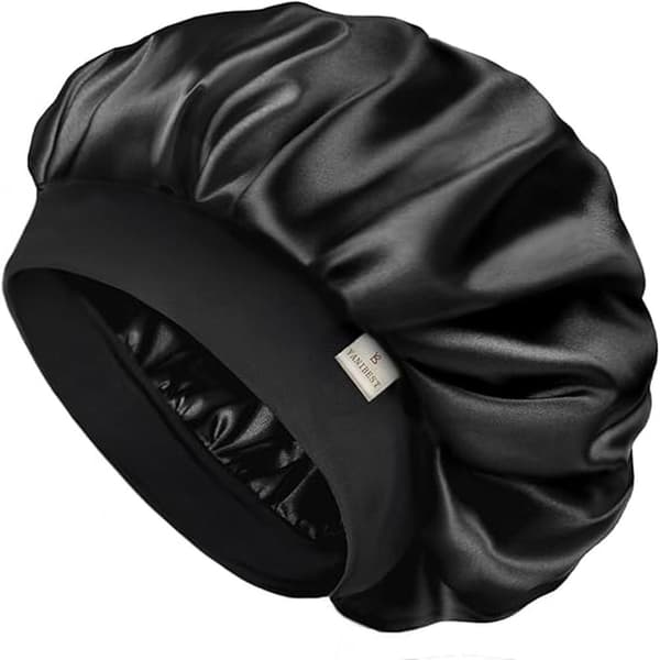 YANIBEST Bonnet til Mænd Hårbånd til Søvn Dobbeltlags Satin Bonnet til Sorte Kvinder Krøllet Hår Sovehætte