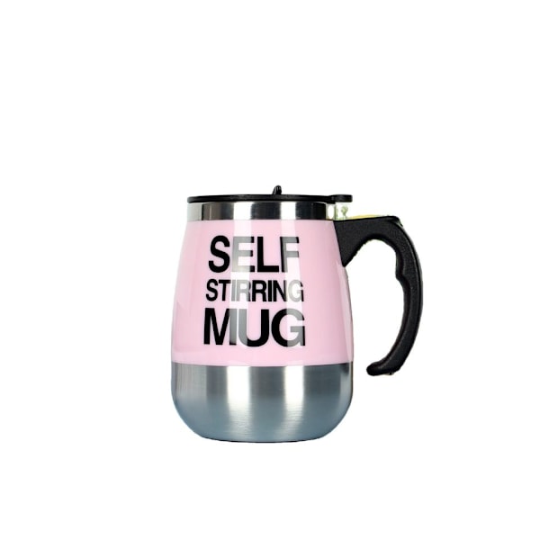 Selvrørende krus Automatisk selvblandende kop i rustfrit stål til kaffe/mælkekrus til kontor/køkken/rejser/hjem（pink）