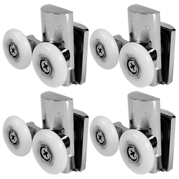 4 stk dusjdørhjul 23mm dusjdørruller Heavy Duty sinklegering dobbelthjul for både flate skyvedusjdører