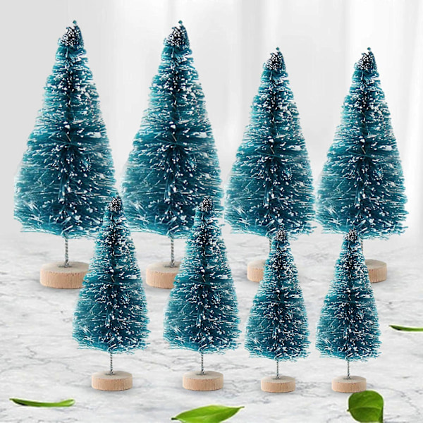 8 st Skrivbordsminiatyrer Tall Mini Konstgjord Julgran för Julfest Blue
