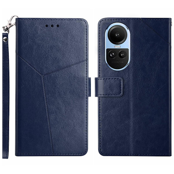 Telefon Stand Case til Oppo Reno10 5G/Reno10 Pro 5G, Wallet Y-formet Linje Præget Læder Cover