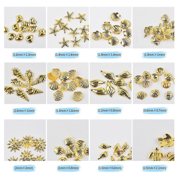 Nail Art Decals 3d metalramme til Shell Sea Starfish Studs på negle Diy Charm