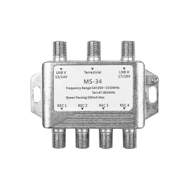 Ms34ez 3x4 Satellit Multiswitch Splitter Fta Tv Lnb Forswitch Cascade Satellite 3 i 4 multiswitch til Dvb-s2 Dvb-t2