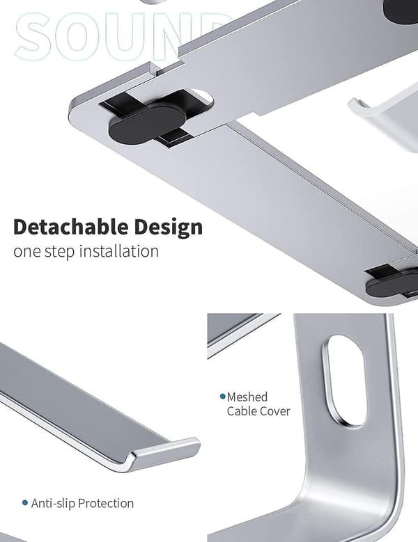 Laptop Stand, Aluminium Computer Riser, Ergonomisk Laptop Elevator Til Skrivebord, Metalholder Kompatibel Med 10 Til 15.6 Tommer Notebook Computer, Sølv