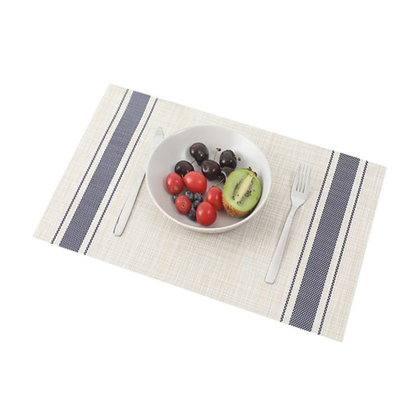 Spisebord dekkeunderlag Vanntett varmebestandig bordmatte Stilig stripete mønster dekkeunderlag for hjemmekjøkken Blue1
