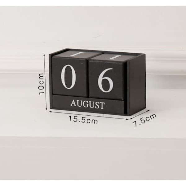 Svart Nyaste Vintage Träkalender, Trä Evighetskalender w