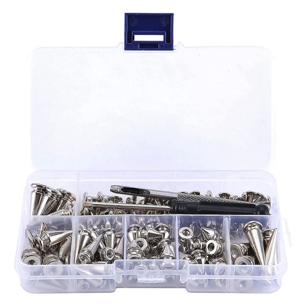 70 set Silver Mixed Shape Spikes And Dubbs Cone Croc Spikes Läder Kit För Kläder Skor Bälten D