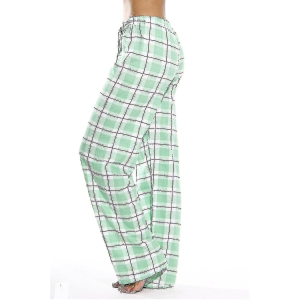 Naisten pyjamahousut taskuilla, pehmeät flanelliruudullinen pyjamahousut green XXL