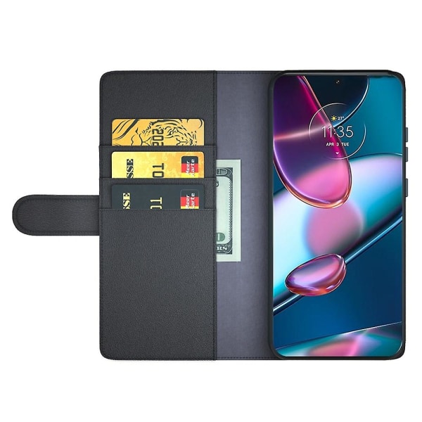 För Motorola Edge 30 Pro Telefonplånboksfodral Delat Äkta Läder Ställfunktion Magnetiskt Flipskydd
