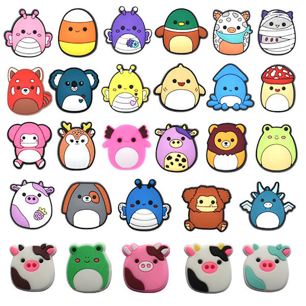 28 stk. Cartoon Animal Shoe Decor Charms til børn og voksne Crocs sko DIY tilbehør
