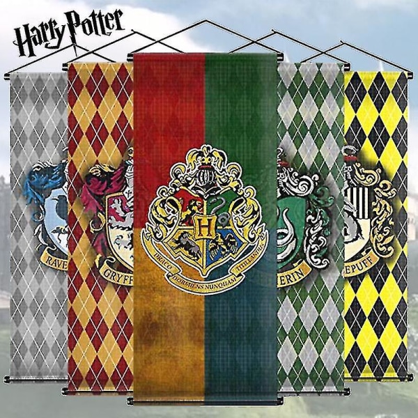 Harry Potter Fan Plaid Hængeflag Hogwarts School of Witchcraft And Wizardry Flagtapet Indendørs Scene Dekorativt Hængeflag Slytherin 35*90cm