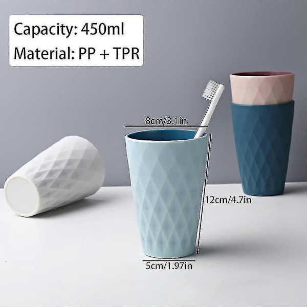 Badrumskopp, 450ml/15.8oz Plastkopp, Nordisk Stil Design, Stark Och Släppresistent, Lämplig För Vuxna, Tonåringar Och Barn. 4st (812