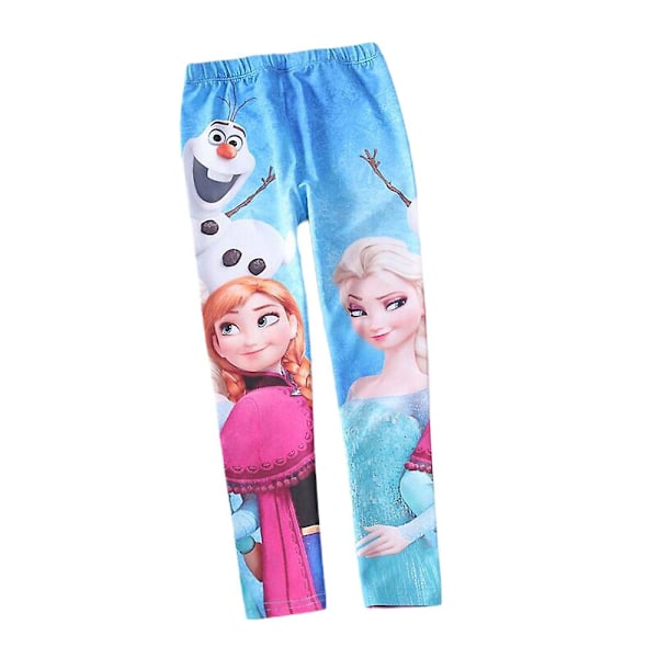 3-8 år Barn Flickor Frozen Elsa Anna Print Byxor med resår i midjan Blue 5-6 Years