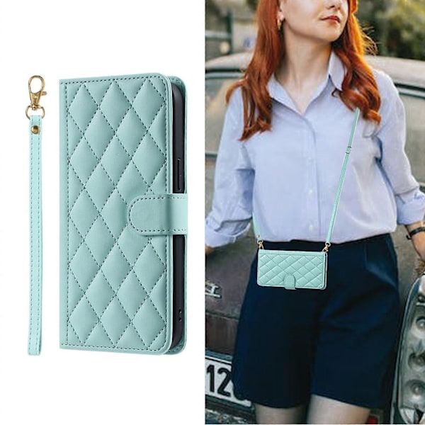 Kotelo Samsung Galaxy S20 FE 5G/4G -puhelimelle, lompakkokansi, crossbody-kaulanauha, olkahihna, yhteensopiva Samsung Galaxy S20 FE 5G/4G -puhelimen kanssa Light Green