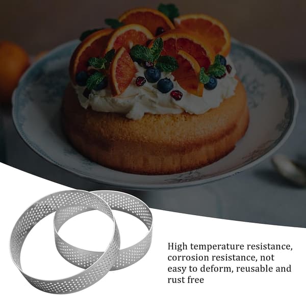 8-pakning terteringer i rustfritt stål, varmebestandig perforert kakemousse-ring, kakeringform, rund