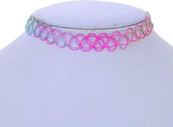 12 Stykker/ Pakke Tattoo Choker Stretch Halskæde Sort Retro Henna Elastisk Boho 90'er Gotisk