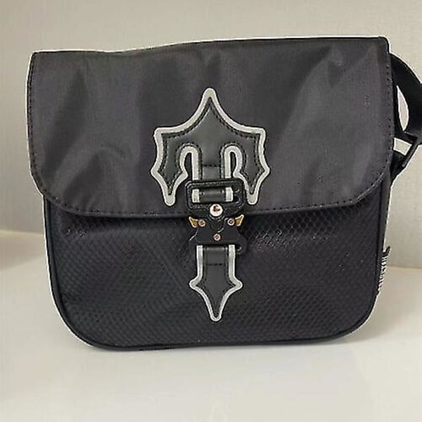 2023 Unisex Postman Bag Mote Messenger Bag Oxford Cloth Hip Hop Bag-yky black no reflective