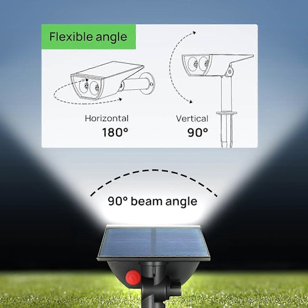 Udendørs Solcellelampe Vandtæt IP65, Sæt med 2 Solcellelamper, 6500K Køligt Hvidt Lys