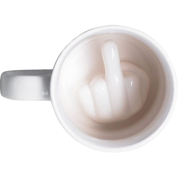 Keraaminen muki yllätystehosteella Valkoinen Stinky Finger Gadget -kahvimuki