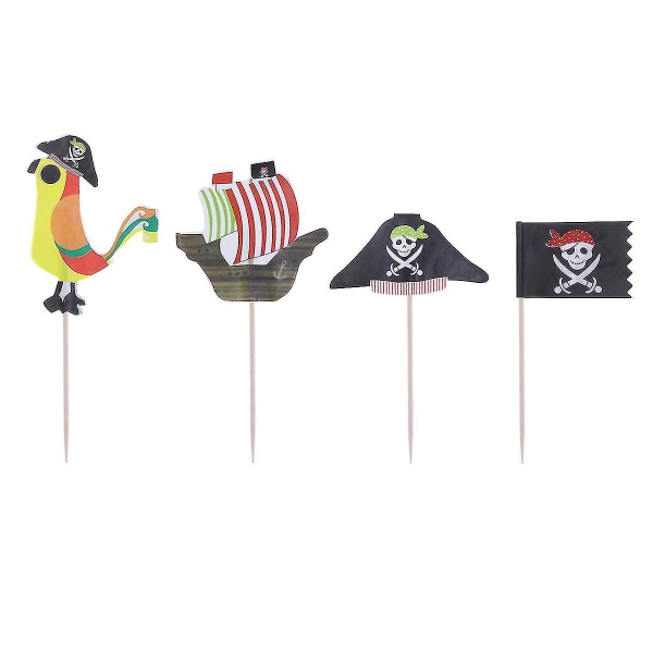 40 stk Fruktkake Topers Pirattemafest Dekorasjon Kakeinnsats til bursdags Halloween-fest