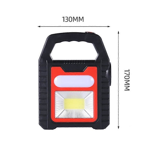 USB Uppladdningsbar Solenergi COB Arbetslampa Campingficklampa, Röd