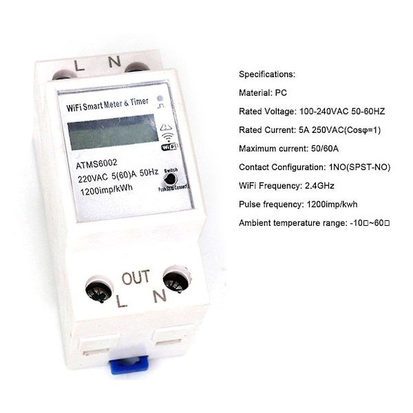 Tuya WiFi Intelligent Elektrisk Mätare Intelligent Energimätare Timer Hem Elektrisk Mätare