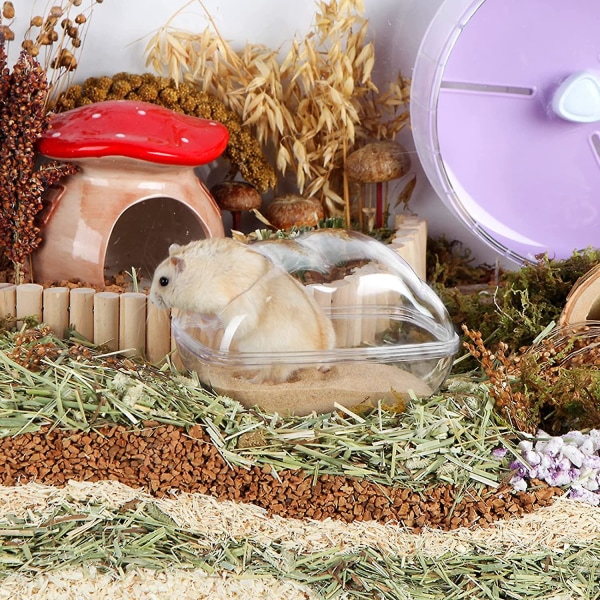 Hamstersandbad, genomskinligt Hamstersandbad med spade, burtillbehör för marsvin, gerbil, dvärgar (m)