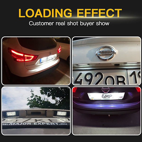 2 stk. feilfrie hvite LED-skiltlys for Nissan X-trail T30 T31 Qashqai J10 J11 Primera P12 Pathfinder R51 Juke F15