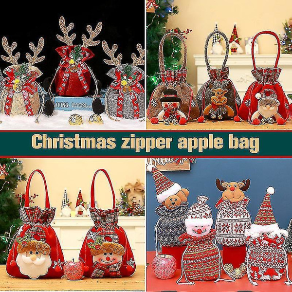 2-delt splitter ny julenisseveske Julegavegodteri for barn Vakker julegodteripose med trykt julenisse