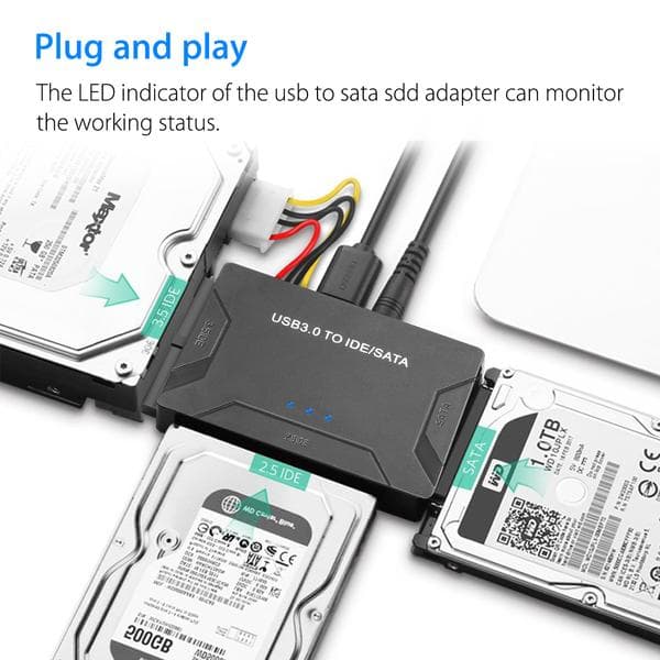 USB IDE-sovitin USB 3.0 - SATA IDE Kiintolevy Muunnin Combo