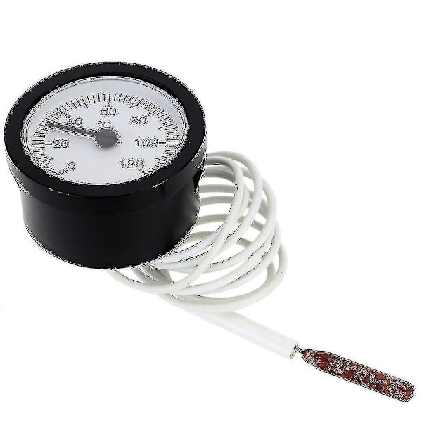 52mm Dial Termometer Kapillær Temperaturmåler Med 1.15m Sensor 0-120 Grader Celsius For Måling