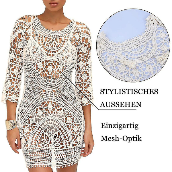2024,Pareo Dam Strandklänning, Stickad Virkad Bikini Cover Up Sommar Pareo Beach Dress Baddräkt Cover Up Bikini Camisole Strandklänning Bikini Crochet Bl