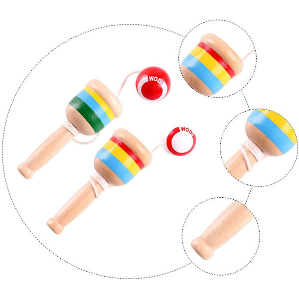 2 kpl Lasten Lelut Kendama Puulelu Kendama Tarvikkeet Kendama Kuppi Varsi Leluja