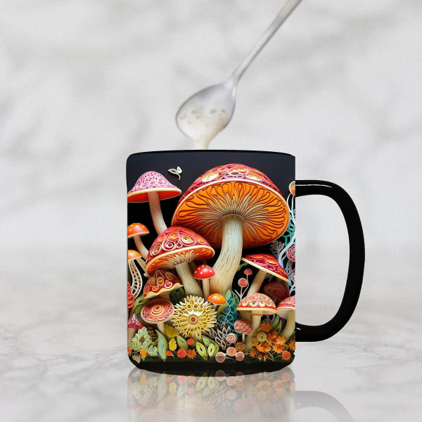 300 ML glatt kaffekrus 3D sopptrykk Varmebestandig Fargefast glatt keramikk Bærbar uten lukt Matkvalitet kontor kjøkkenkrus C