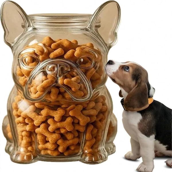 Bulldog Snackskrukke til franske bulldogs, opbevaringsbeholder til dyrefoder til hvalpe