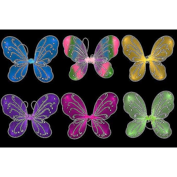 6 stk Fairy Wings Butterfly Wings Set Princess Costume Wings Dress Up Wings Bursdag Halloween Party