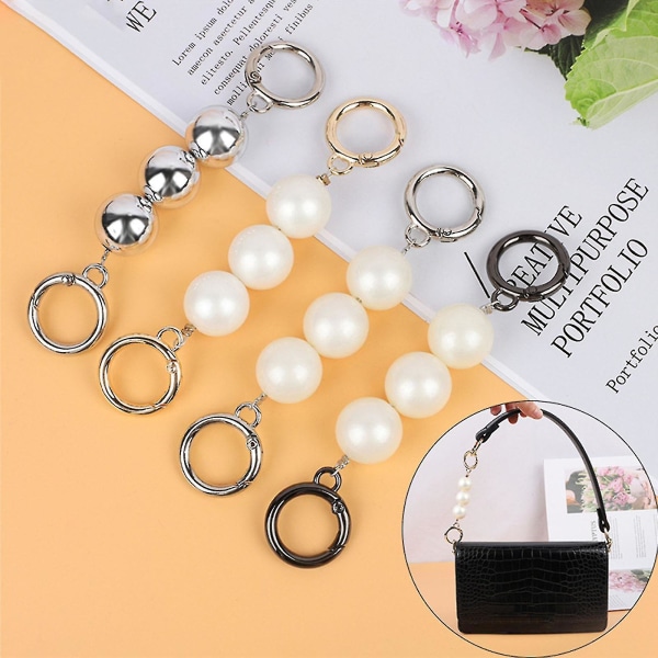 Bag Strap Extender Artificial Pearl Erstatning kjede stropper for clutch veske Black